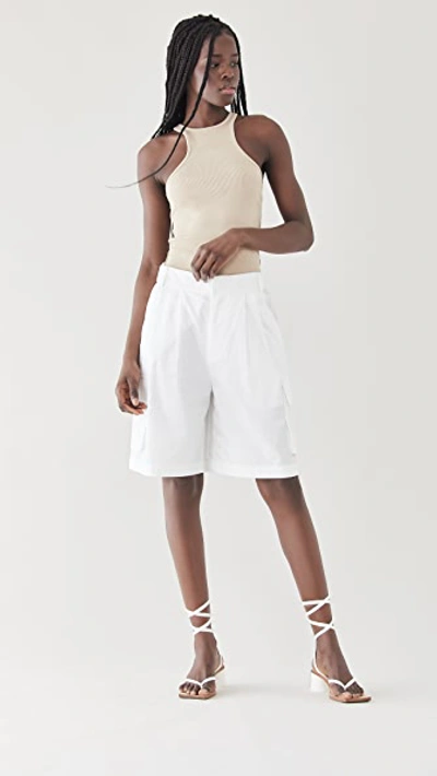 Shop Tibi Vintage Cotton Pull On Cargo Shorts In White