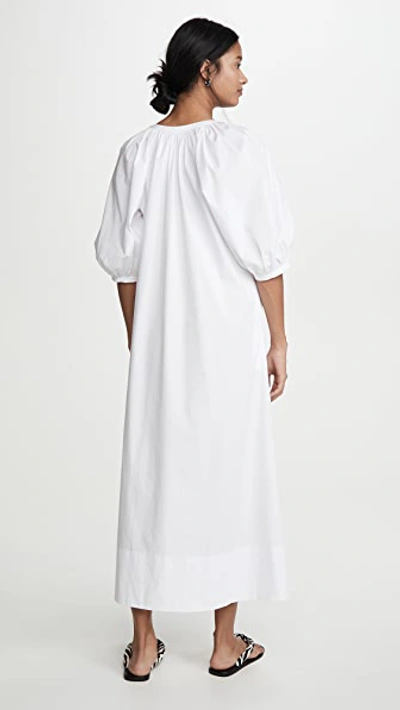 Staud Vincent Gathered Cotton-blend Poplin Shirt Dress In White