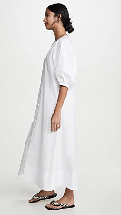 Staud Vincent Gathered Cotton-blend Poplin Shirt Dress In White