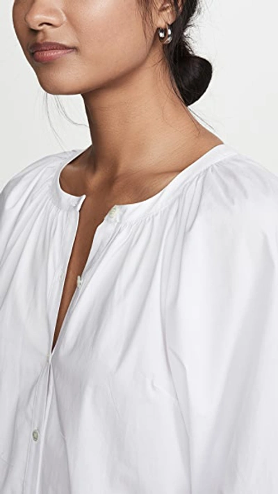 Staud Vincent Gathered Cotton-blend Poplin Shirt Dress In White