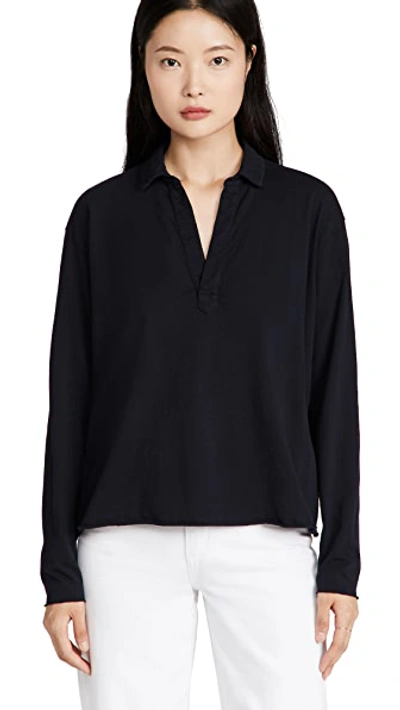 Frank & Eileen Cotton French Terry Popover Henley In British Royal Navy