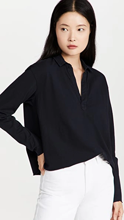 Frank & Eileen Cotton French Terry Popover Henley In British Royal Navy