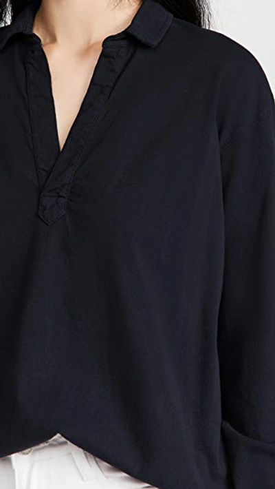 Frank & Eileen Cotton French Terry Popover Henley In British Royal Navy
