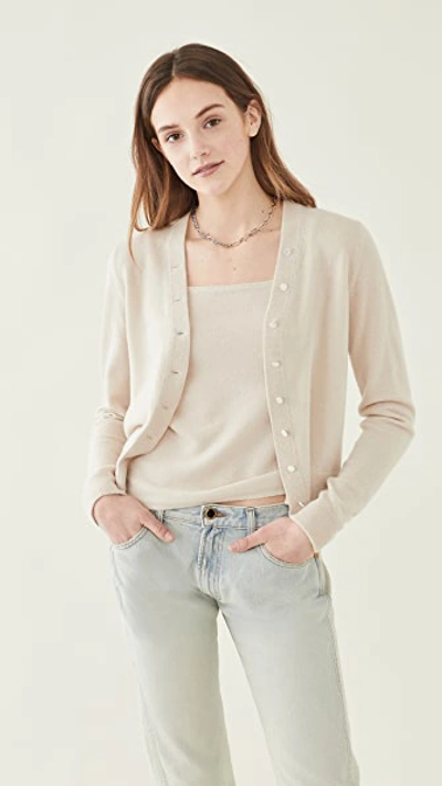 Shop Vince Buttoned Cardigan In Light Shell