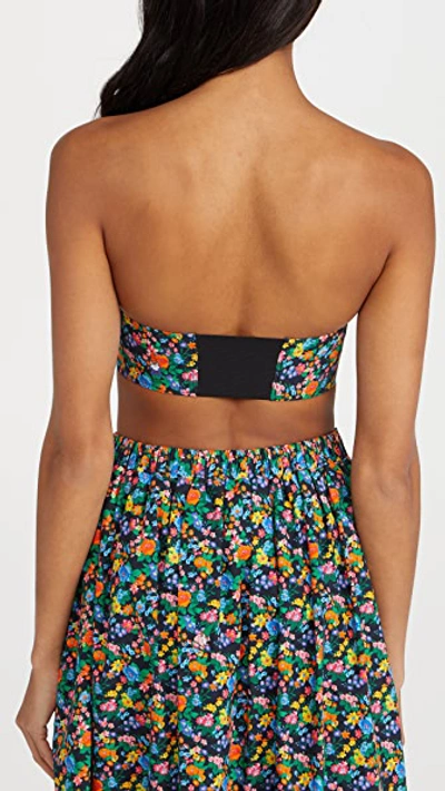 Shop Tibi Sabine Floral Strapless Bralette Top In Black Multi