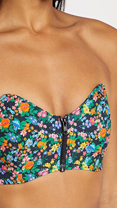 Shop Tibi Sabine Floral Strapless Bralette Top In Black Multi