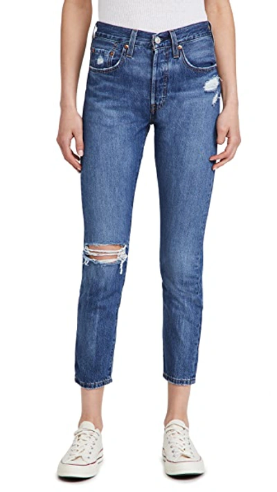 Shop Levi's 501 Skinny Sansome Winter Dark Destruct Jeans