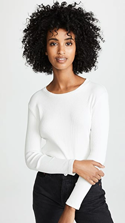 Shop Amo Long Sleeve Rib Tee In Vintage White