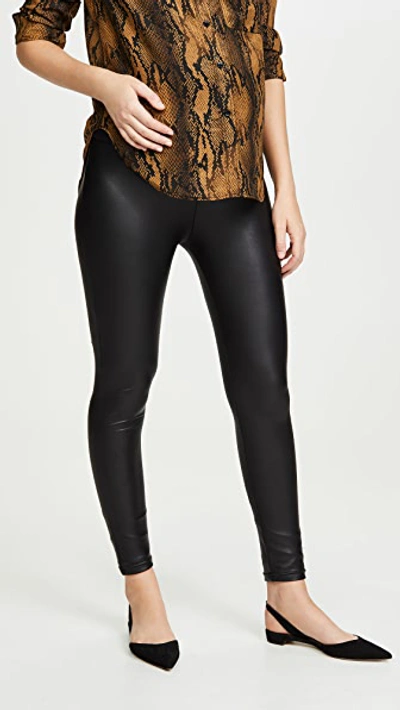 Shop Plush Liquid Double Layer Over-belly Leggings Black