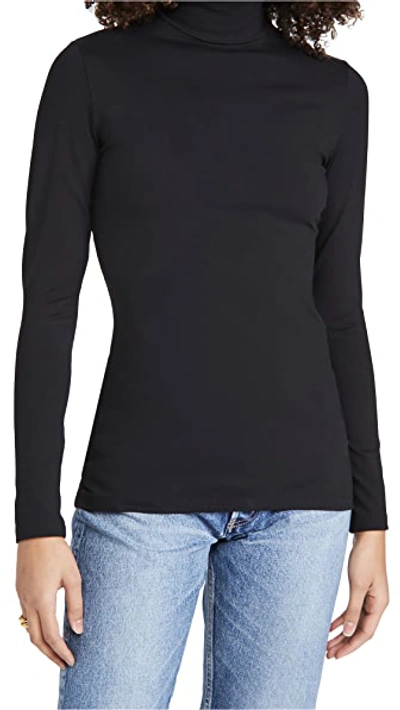 Susana Monaco Turtleneck Long Sleeve Top In Black