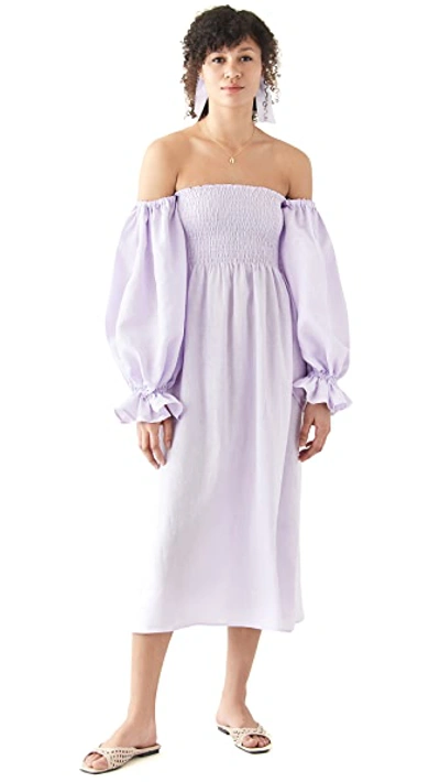 Shop Sleeper Atlanta Linen Dress In Lavender