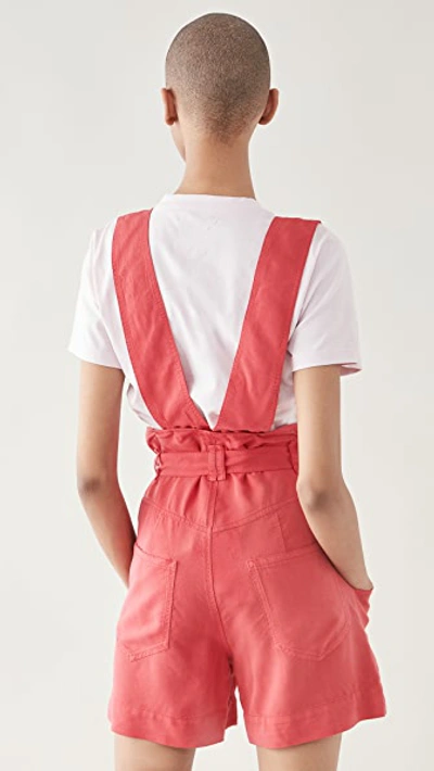 Isabel Marant Flink Convertible Lyocell-blend Twill Shorts In Raspberry