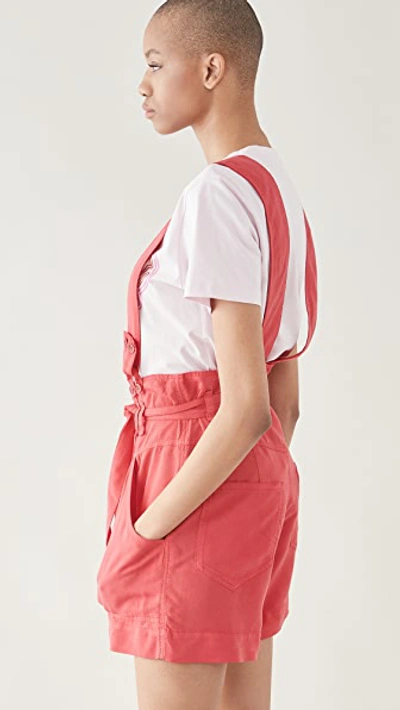 Isabel Marant Flink Convertible Lyocell-blend Twill Shorts In Raspberry
