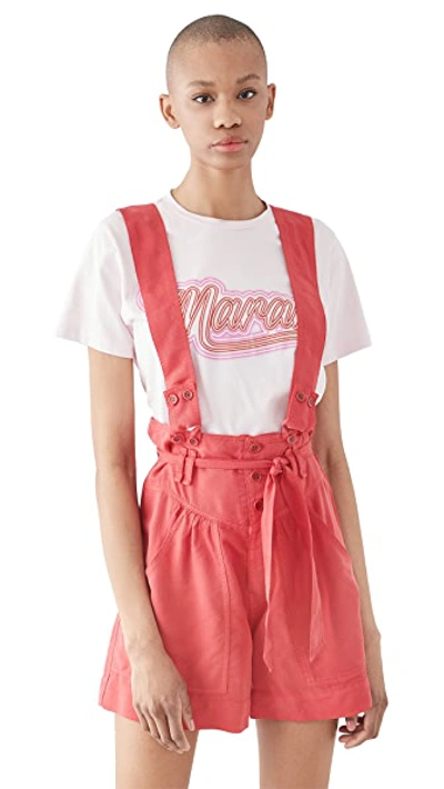 Isabel Marant Flink Convertible Lyocell-blend Twill Shorts In Raspberry