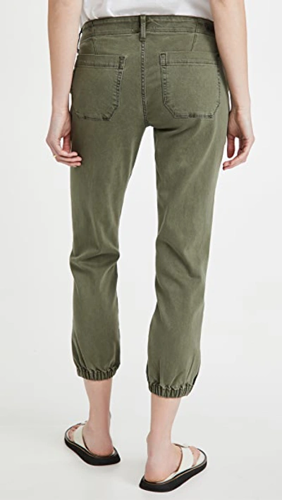 Paige Denim Side-panel Maternity Jogger Jeans In Vintage Ivy Green
