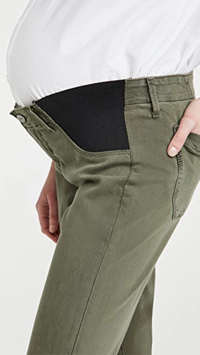 Paige Denim Side-panel Maternity Jogger Jeans In Vintage Ivy Green