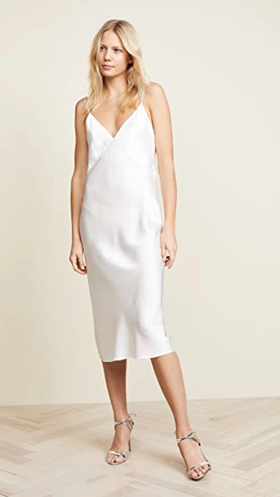 Olivia Von Halle Issa V-neck Silk-satin Slip Dress In Ivory