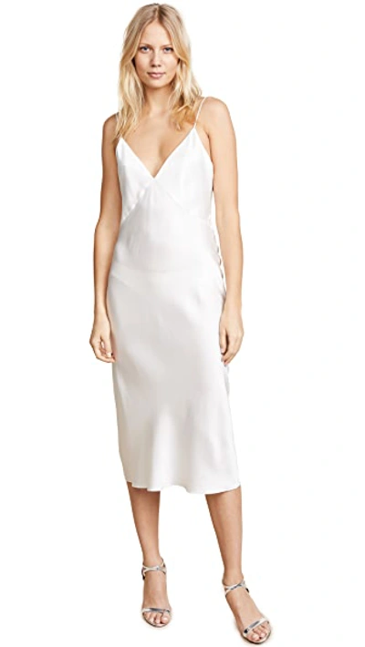 Olivia Von Halle Issa V-neck Silk-satin Slip Dress In Ivory