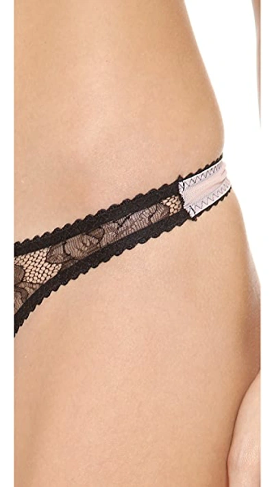 Shop Fleur Du Mal Rose Lace Thong In Black