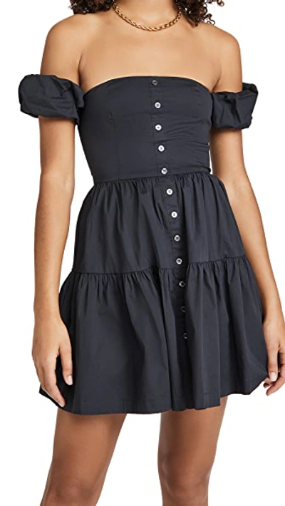 Shop Staud Mini Elio Dress In Black