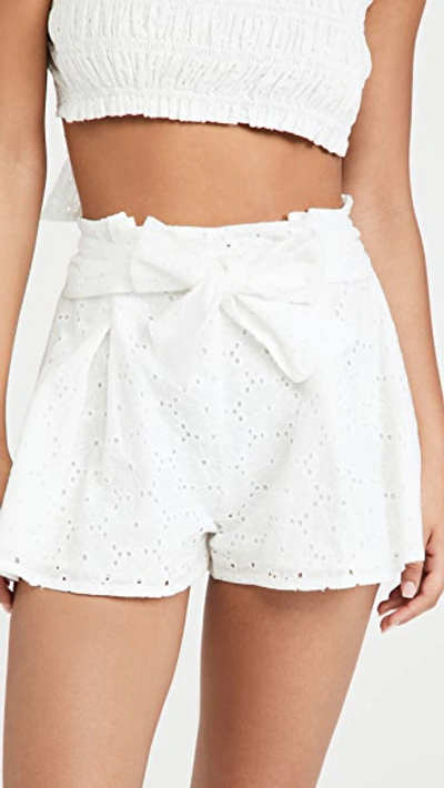 Shop Minkpink Luna Pleated Shorts In White