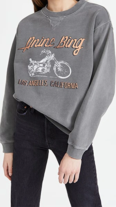 Shop Anine Bing Ramona Moto Sweatshirt In Washed Black