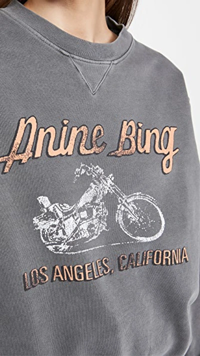 Shop Anine Bing Ramona Moto Sweatshirt In Washed Black