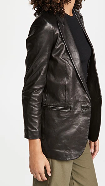 Sprwmn Leather Blazer In Black