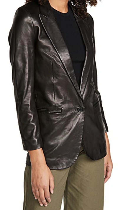 Sprwmn Leather Blazer In Black