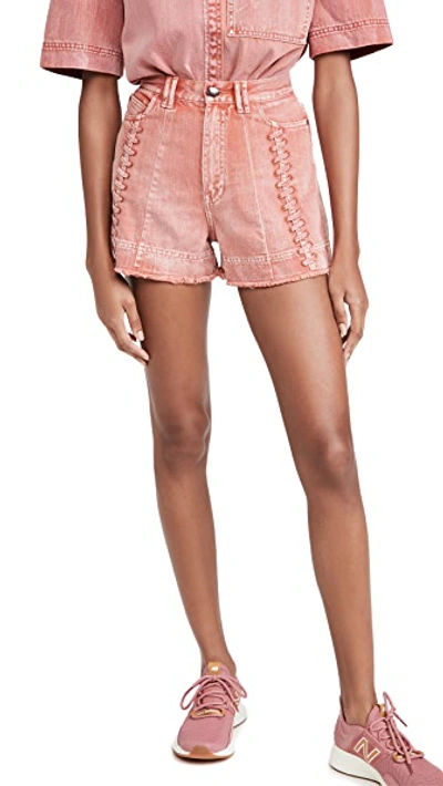 Shop Aje Framework Denim Shorts In Rust