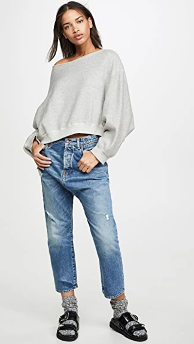 Shop R13 Off Shoulder Patti Sweatshirt Heather Grey