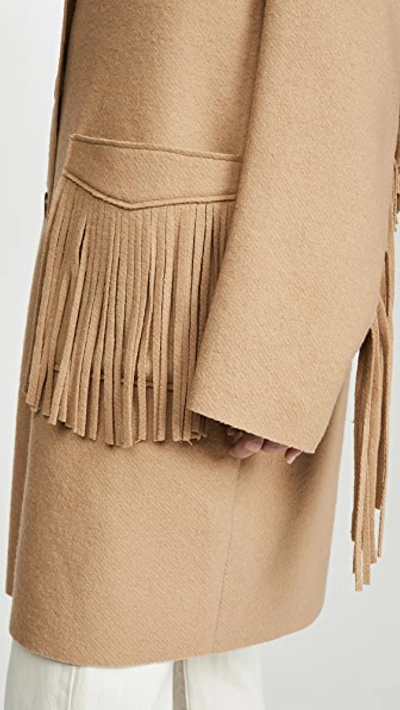 Shop R13 Fringe Raw Cut Coat Camel