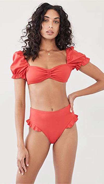 Shop Agua Bendita Penelope Voila Bikini Bottoms In Red