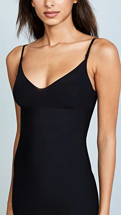 Commando Two-faced Tech Control Full Slip Dress In Black In Black
