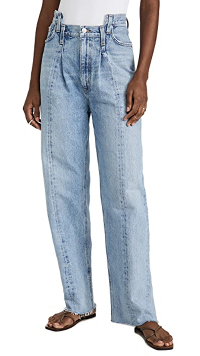 Shop Agolde Pieced Angled Jeans In Matrix