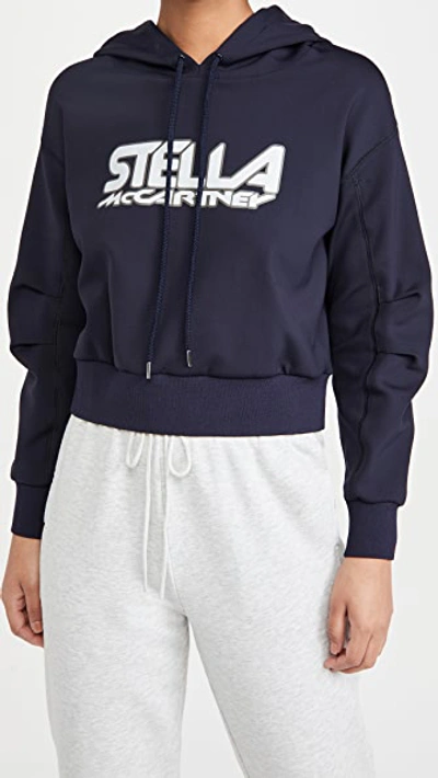 Shop Stella Mccartney Scuba Logo Print Sweatshirt In Navy