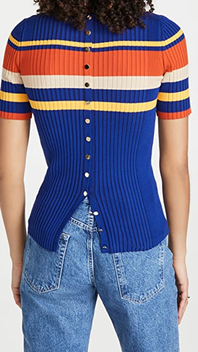 Shop Rabanne Tennis Stripes 70's Ribbed Knit Top In Multi