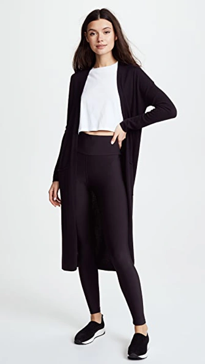 Plush High Waist Matte Fleece Leggings In Black