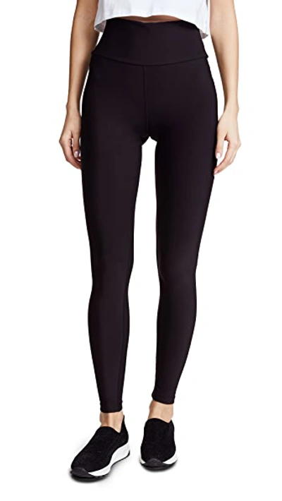 Plush High Waist Matte Fleece Leggings In Black