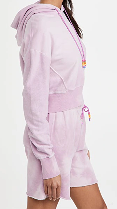 Shop Dannijo Cropped Hoodie With Beaded Drawstring In Pink