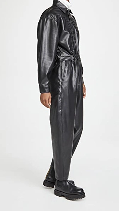 Shop Agolde Vegan Leather 80's Waisted Jumpsuit In Detox