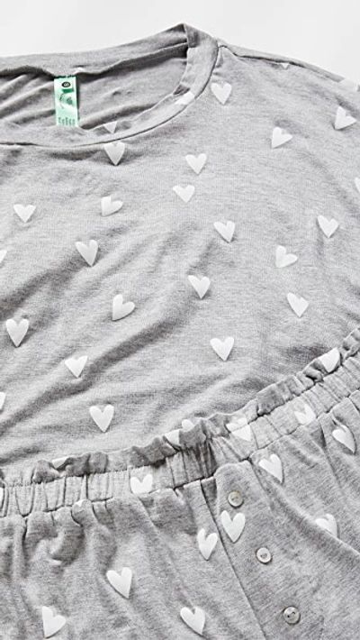 Honeydew Intimates All American Long Sleeve Shortie Pajamas In Heather Grey Hearts