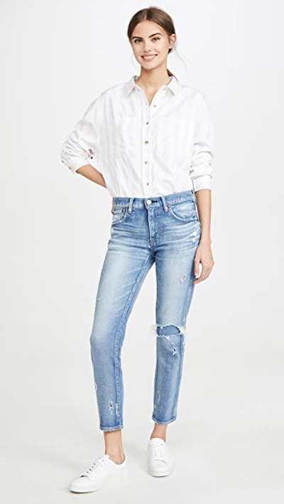 Shop Moussy Vintage Lenwood Skinny Jeans Light Blue