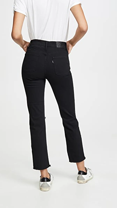 Shop Levi's 724 Straight Crop Jeans In Black Pixel