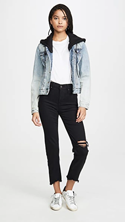 Shop Levi's 724 Straight Crop Jeans In Black Pixel