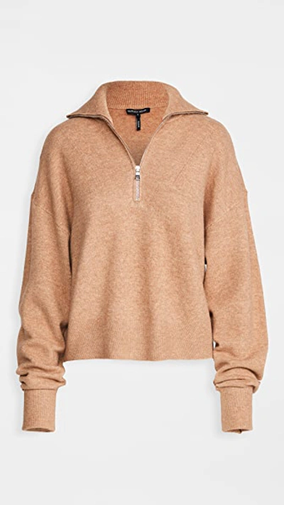 Shop Marissa Webb Wesley Boyfriend Fit Zip Front Sweater In Camel