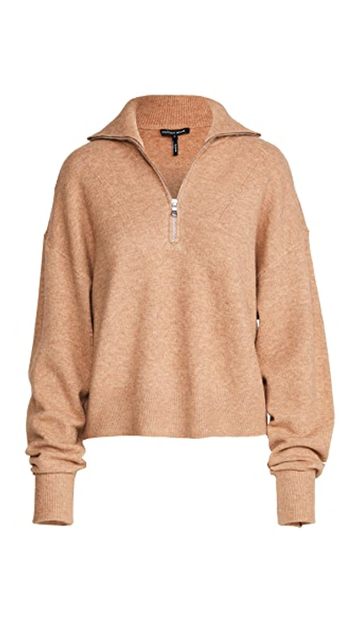 Shop Marissa Webb Wesley Boyfriend Fit Zip Front Sweater In Camel