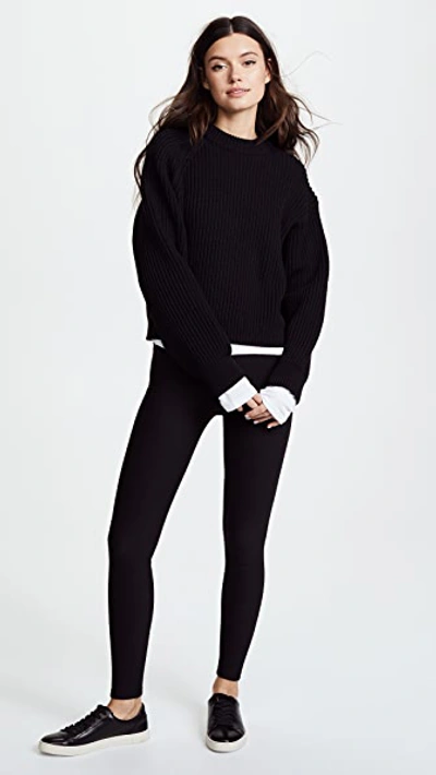 Plush Fleece Lined Leggings In Black