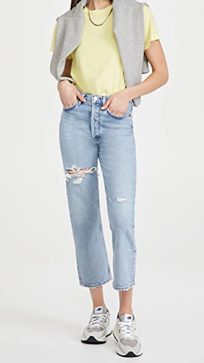 Shop Agolde 90's Crop Mid Rise Loose Straight Jeans Echo 28
