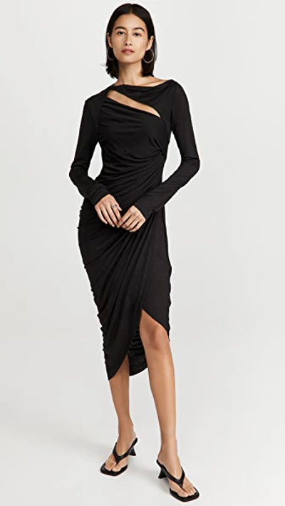 Shop Helmut Lang Scala Long Sleeve Dress